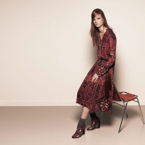 Tory Burch Aztec Boho Pleated Silk Dress